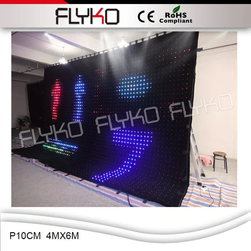 Сценический декоративный светильник гибкая светодиодная занавеска CE ROHS Flyko DMX P10
