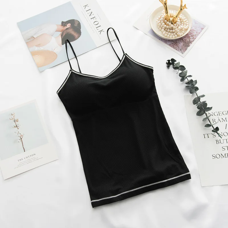 Female Padded Tank Top Camisole Slim Sexy Strap Top Women Summer Off Shoulder Camisole