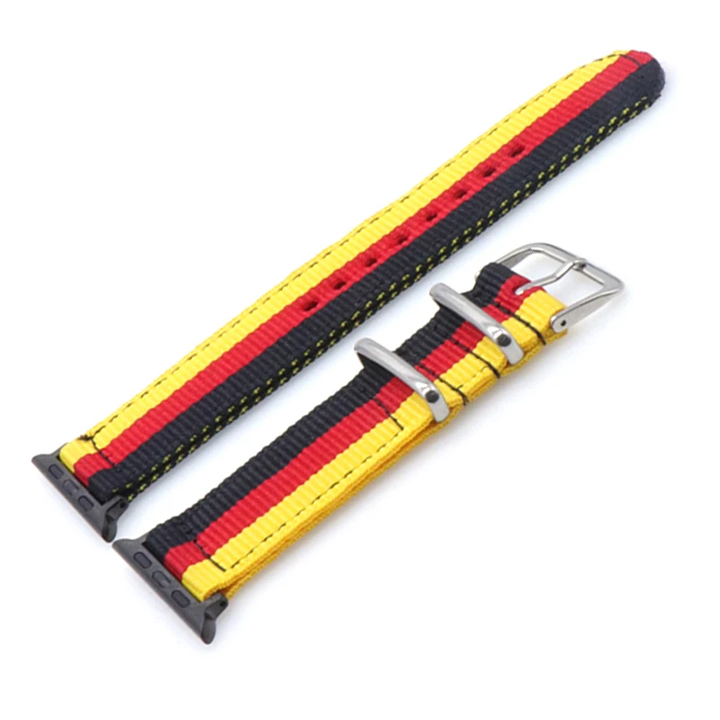 yellow red black Нейлоновый ремешок Nato для часов iWatch 4 3 2 1 для Apple Watch 38 мм 40 мм ремешок 42 мм 44 мм Радужный браслет на запястье - Цвет ремешка: yellow red black