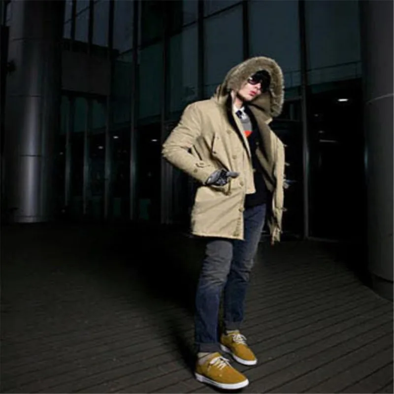 Осенне-зимняя одежда мужская куртка с капюшоном и хлопковой подкладкой пальто
