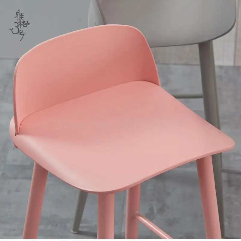 Ins Сетка Красный барный стул розовый современный простой железный домашний