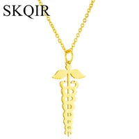 personalized leaf snake pendant necklace gold color stainless steel nameplate necklaces nurse doctor jewelry accessories gift
