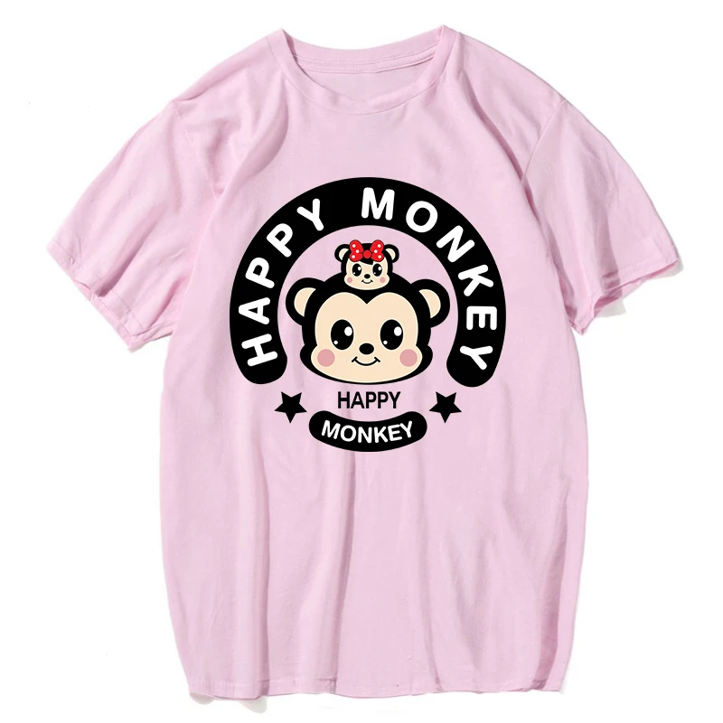Мужская футболка Happy monkey с милым принтом для мужчин и женщин хлопковая