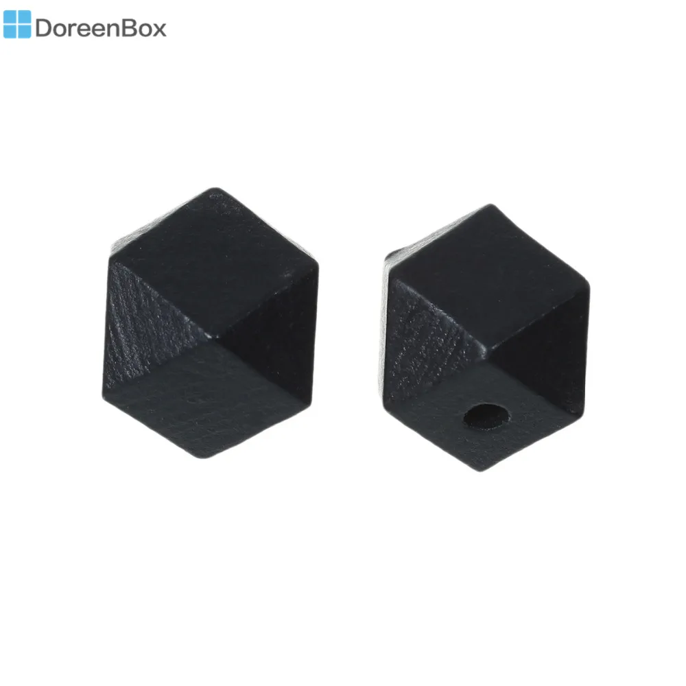 Doreen Box Hinoki деревянные разделительные бусины геометрический многогранный граненый черный около 20 мм x 20 мм, отверстие: около 4,2 мм-3,7 мм, 30 шт