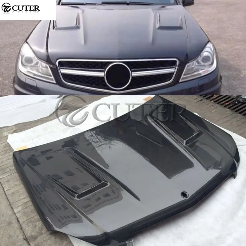 W204 C200 C300 капот двигателя из углеродного волокна авто для Mercedes Benz 12 14|Капоты| |
