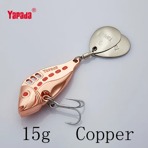YAPADA VIB 305 Six Point 10 г/15 г/20 г/25 г тройной крючок+ вращающиеся блестки 40 мм/46 мм/50 мм/53 мм Металлические разноцветные рыболовные приманки VIB - Цвет: Copper 15g