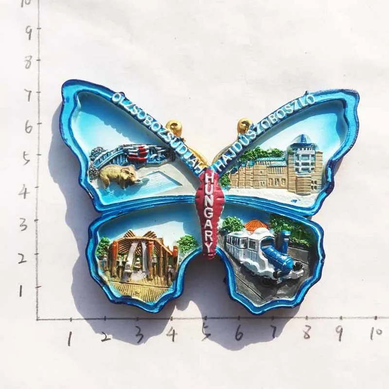 BABELEMI Смола 3D магнит на холодильник, венгерский сувенир, пейзаж, магнит на холодильник в форме милой бабочки, магнитный холодильник suvenir