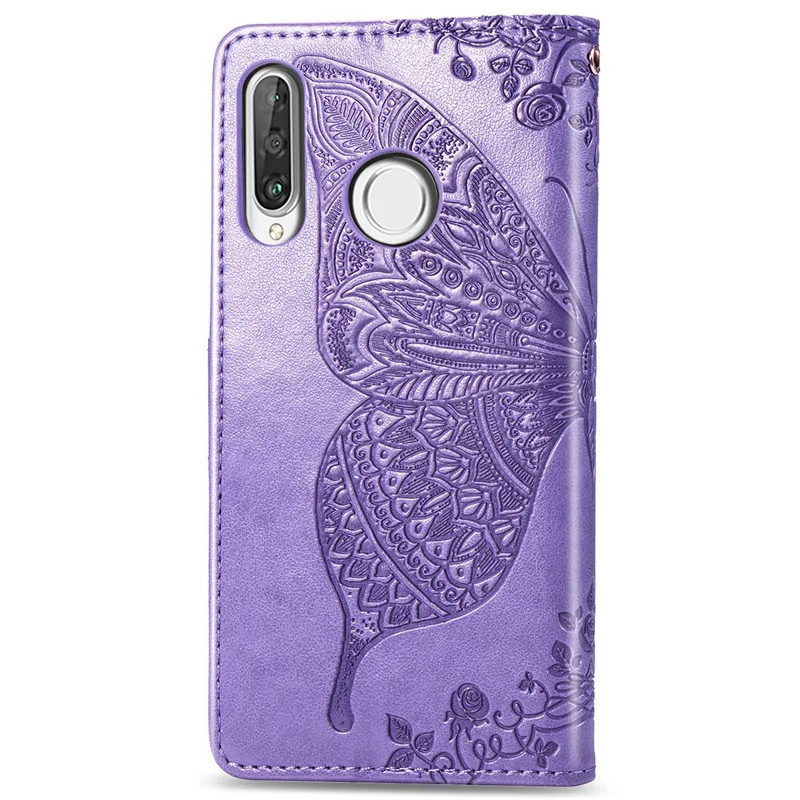 Чехол книжка с 3d бабочкой для Huawei P30 Lite мягкий силиконовый кожаный чехол P 30 Pro