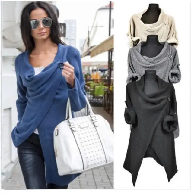 Пуловер-пончо свитера новинка сезона осень-зима 2020 Женская вязаная куртка