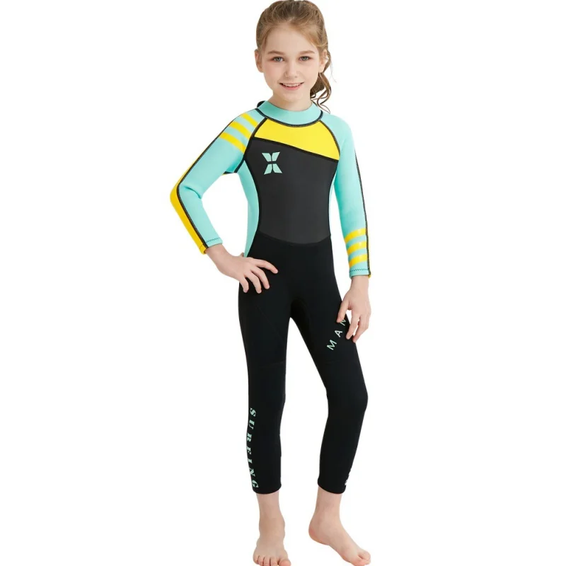2.5MM Neoprene Kids Diving Suit Long Sleeve Wetsuit girls UV protection One-piece Sleeves Keep Warm Swimwear | Спорт и развлечения