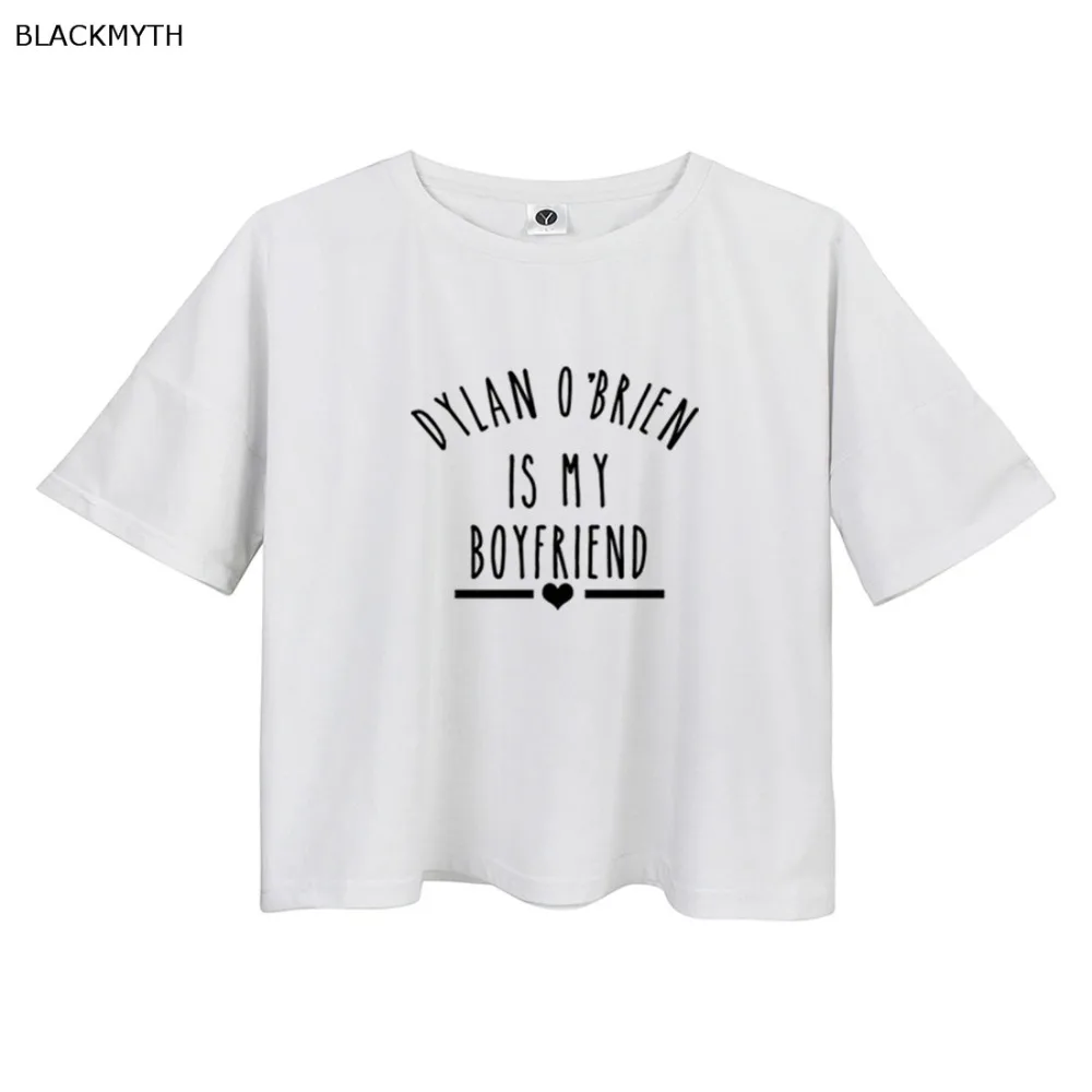 BLACKMYTH Дилан О 'Брайен мой бойфренд Милая Короткая Футболка с буквенным принтом