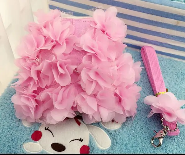 Шлейка для собак D61 поводки питомцев мягкая дышащая регулируемая в цветочек