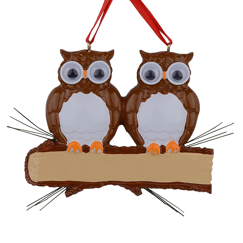 Maxora коричневый желтый Сова Семья из 2 Смолы Глянцевая Персонализированная