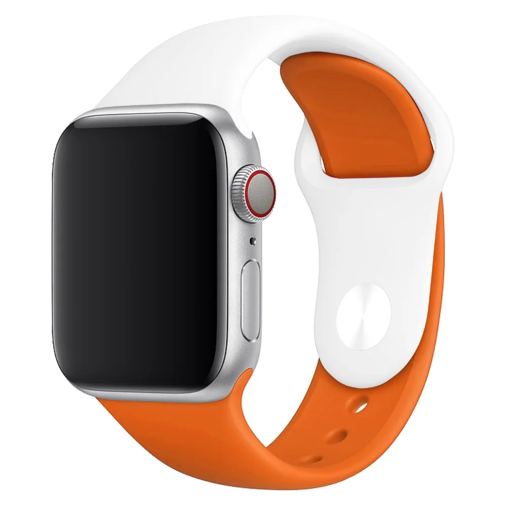 Для iWatch ремешок цветной мягкий силиконовый для Apple Watch серии 4/2/1 двухцветный 38 40 мм