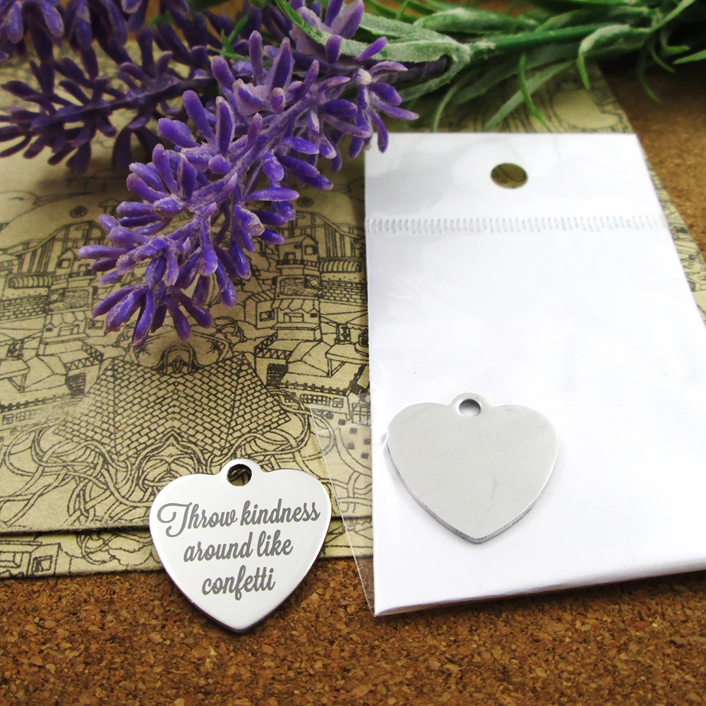 10 шт.-подвески из нержавеющей стали с конфетти «бросай доброту», больше стилей для выбора подвесок «сделай сам» для ожерелья
