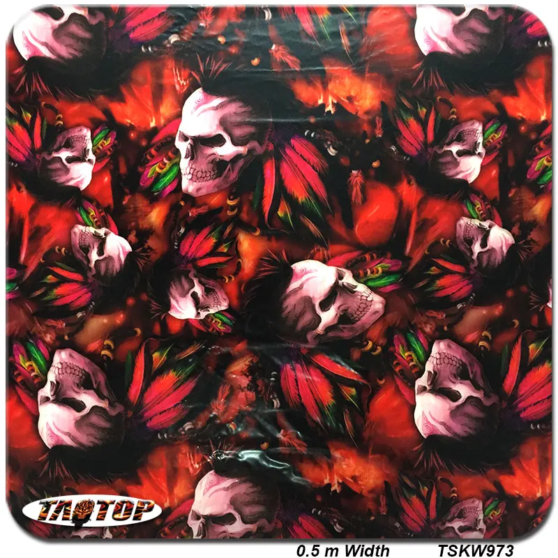 TSKW973W 0 5 м * 2 новый рисунок красный череп гидро dip пленка водная переводная печать