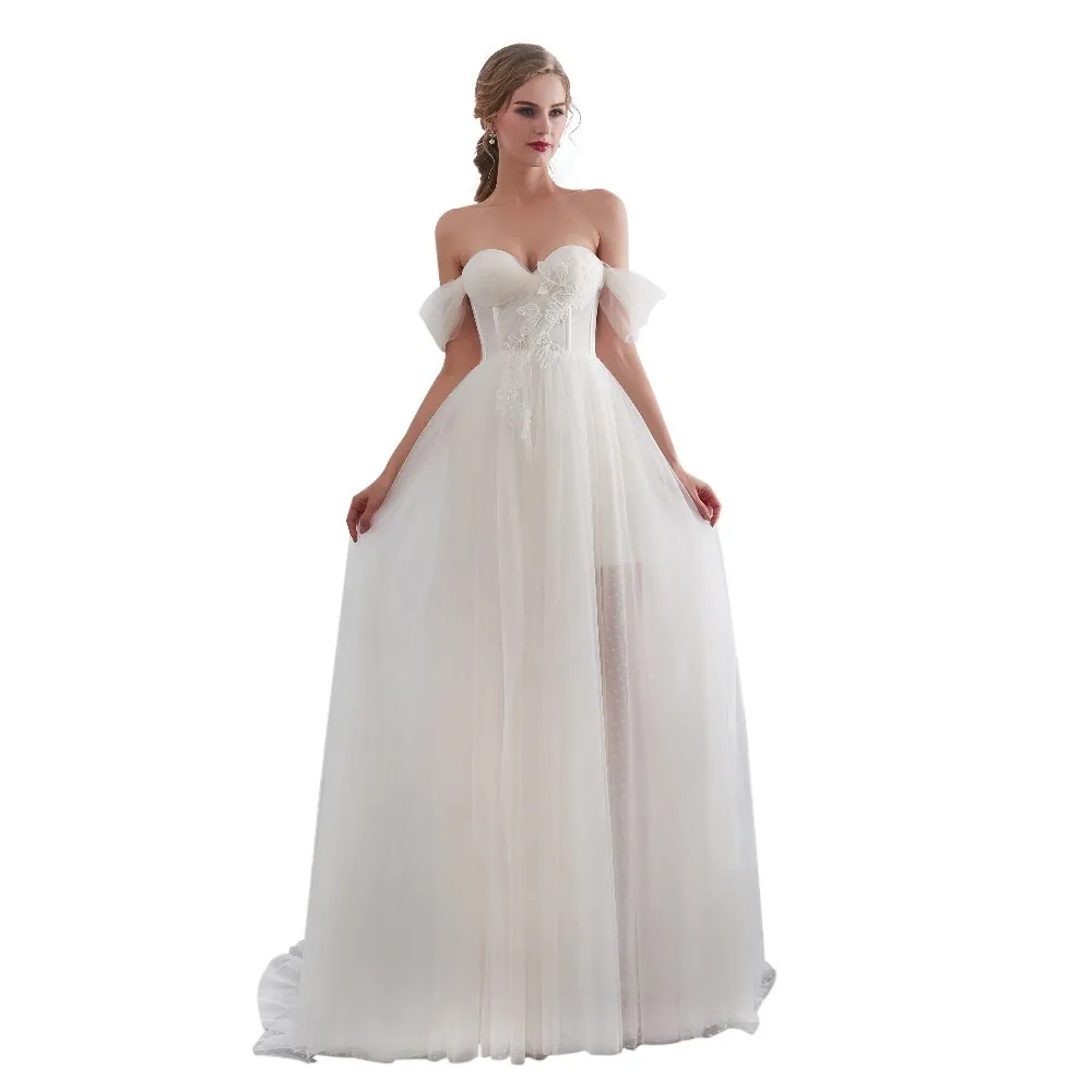Женское Короткое свадебное платье vivian's bridal летнее с открытыми плечами и