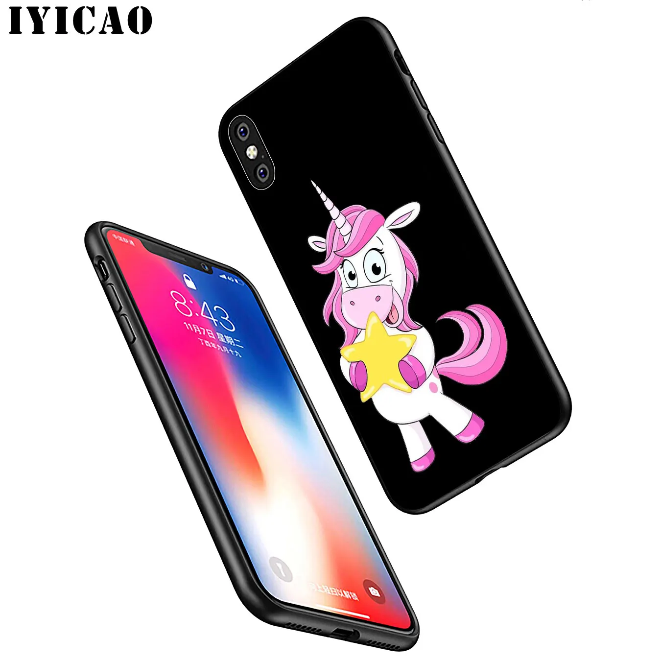IYICAO Мягкий силиконовый чехол для телефона с динозавром единорогом iPhone XR X XS 11 Pro Max