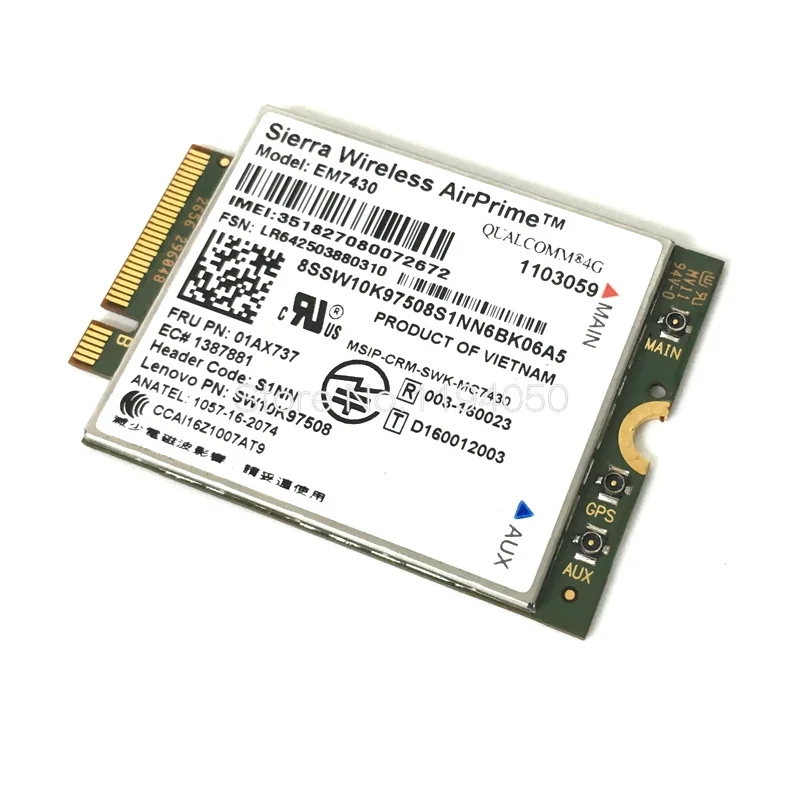 Sierra EM7430 FDD/TDD-LTE 4G модуль для Thinkpad X270 X1 углеродное волокно 5-го поколения(20HQ, 20HR) X1 Йога X1 планшет Gen 2