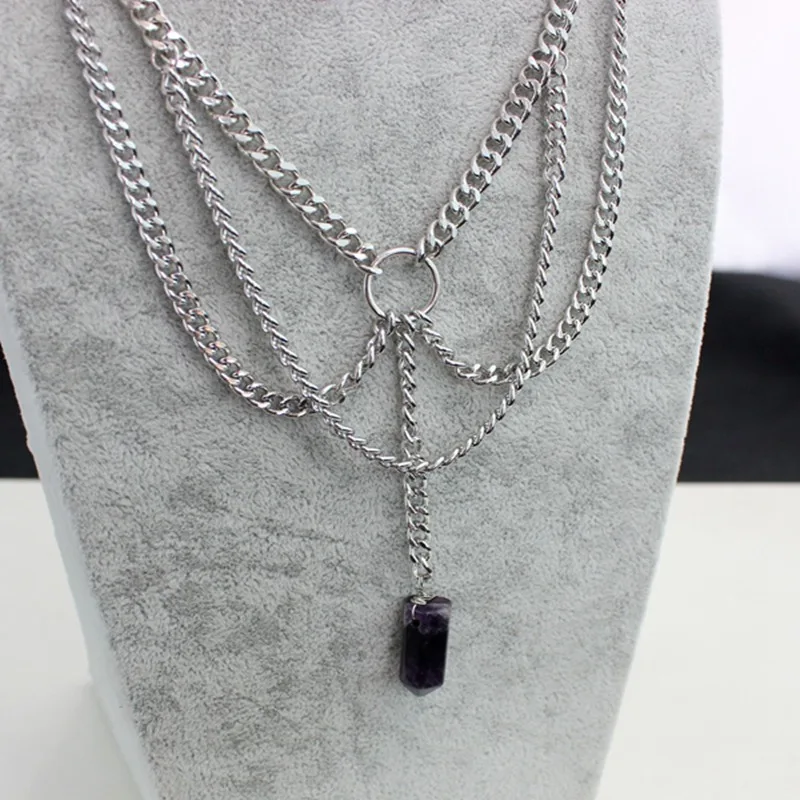 CHICVIE ожерелье серебряного цвета с камнем длинные эффектные ожерелья и подвески