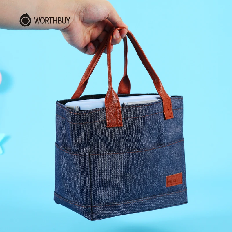 WORTHBUY Портативная сумка для ланча из ткани Оксфорд Термосумка еды
