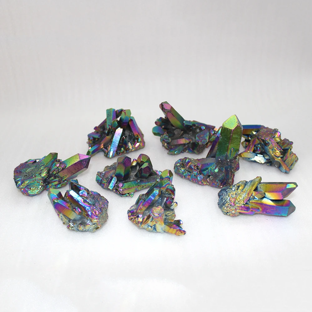Кластер натуральные кристаллы семь радужных радуг гальваническое покрытие