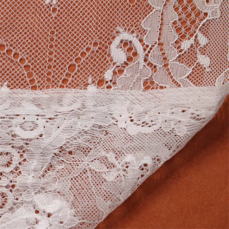 

New arrival 3M/lot Eyelash Lace width 150cm DIY Decorative High Quality Soft Off Nylon Eyelash Lace Trim Wedding Dress Fabric