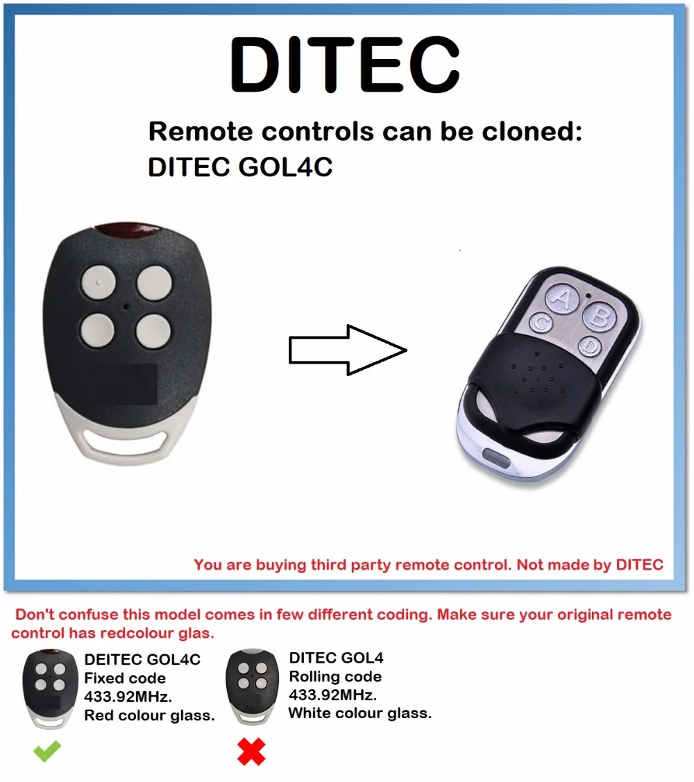 DITEC GOL4C Универсальный дубликатор дистанционного управления 4-канальный (только