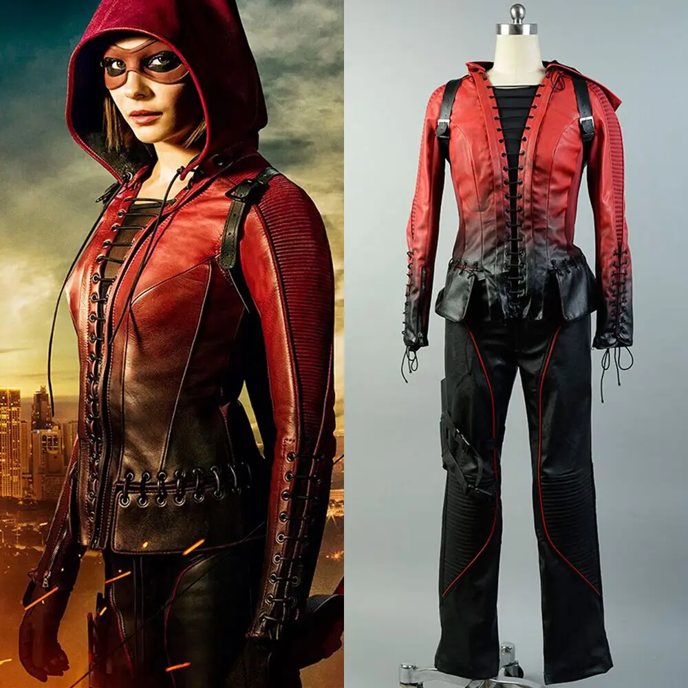 Женский кожаный костюм для косплея Red Arrow Вечерние кожаные костюмы Хэллоуина 4 Speedy