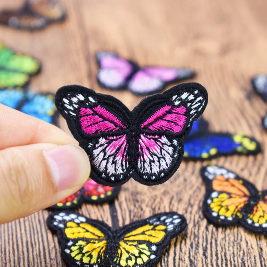 1 шт. нашивки с вышитыми цветами сливы для одежды железные бабочки аппликация