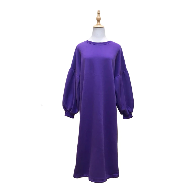 

Женское флисовое платье PERHAPS U, с круглым вырезом и пышными рукавами, повседневное, однотонное, зимнее, Осеннее, теплое, D0800