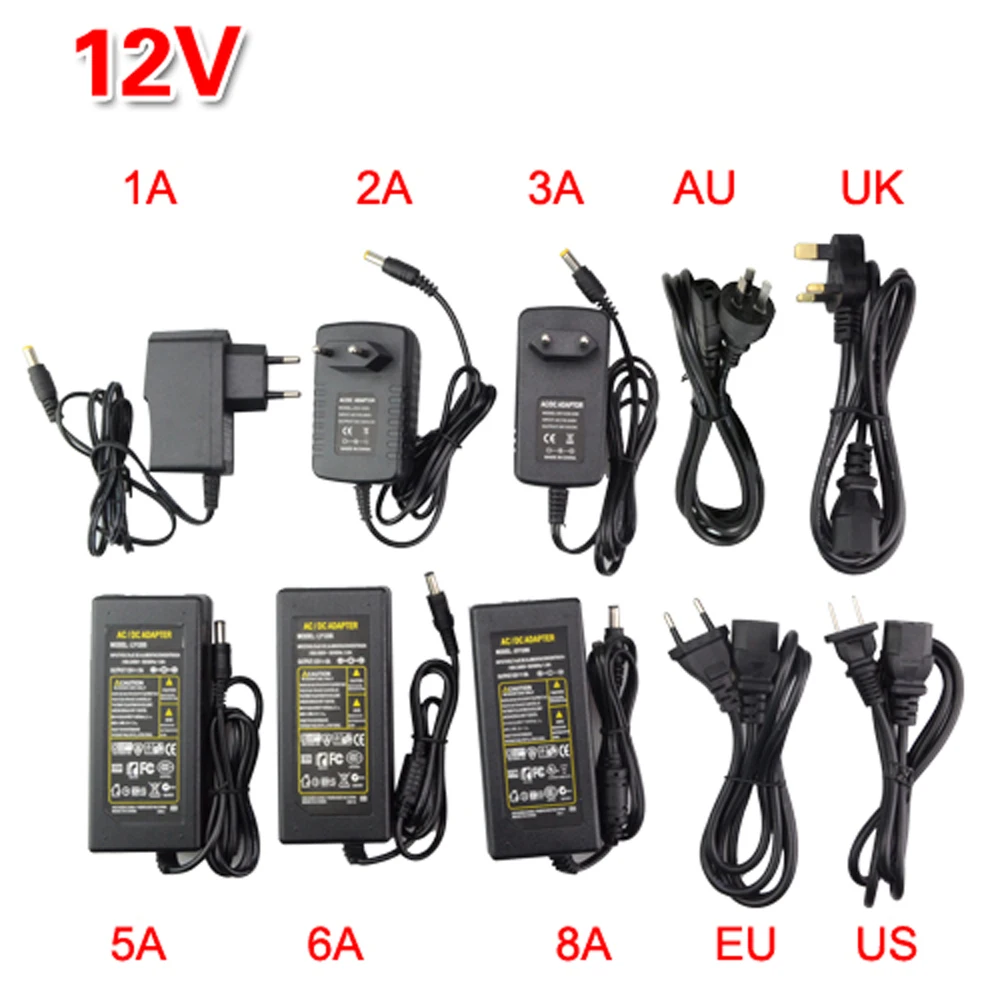 Светодиодный Питание Зарядное устройство AC110V 220V постоянного тока до DC12V