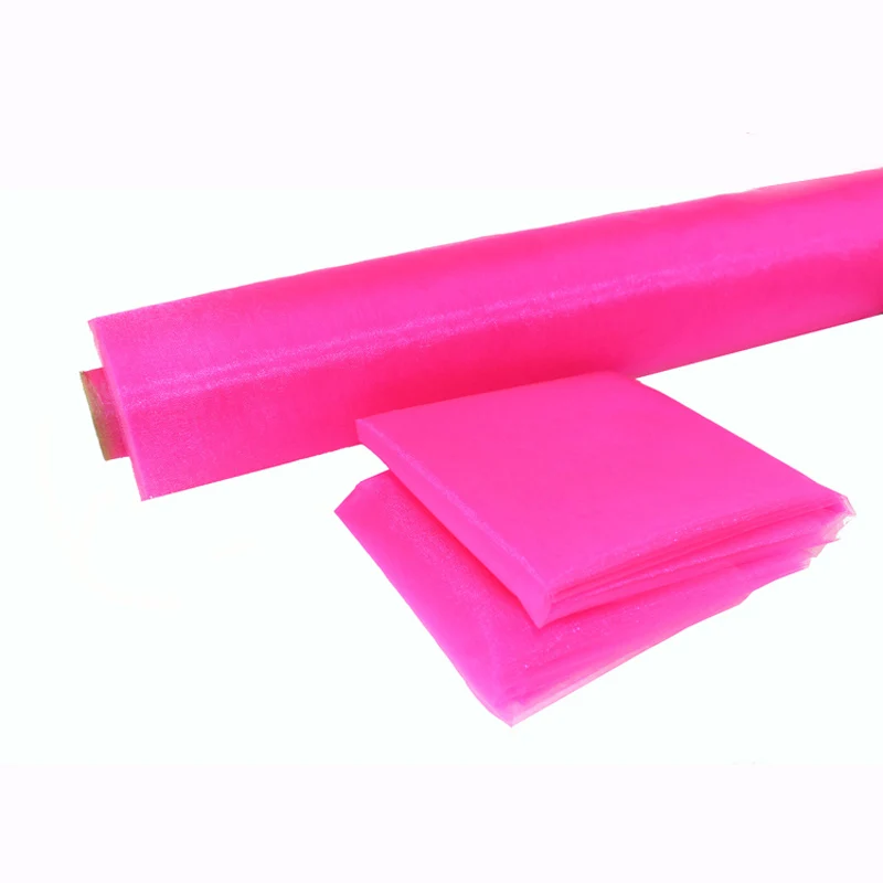 20 м/лот 75 см в ширину ярко розовый цвет прозрачная органза со стразами с длинным подолом рулон для свадьбы