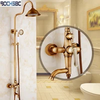 bochsbc rain shower set with hand held shower shower arm european vintage brass mixer shower set rotating lifting bracket