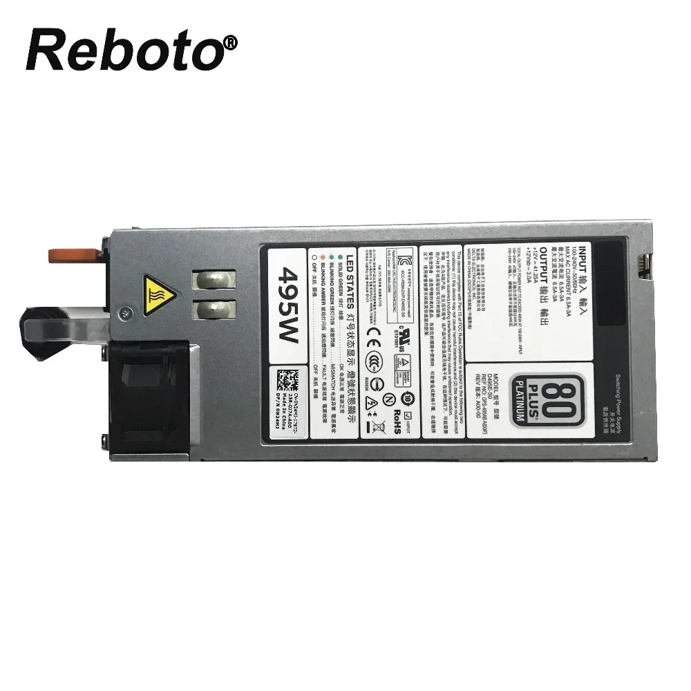 Оригинал для DELL R730 R530 R630 495 Вт источник питания 9338D E495E-S1 N24MJ 0N24MJ CN-0N24MJ D495E-S0 100%