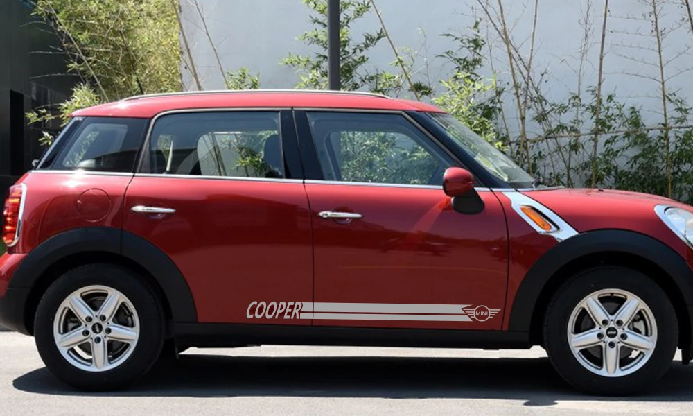 Для MINI Cooper S One JCW R50 R53 R55 R56 R57 R58 R60 F55 F56 F57 F60 боковая юбка полосы наклейки на тело автомобильные аксессуары
