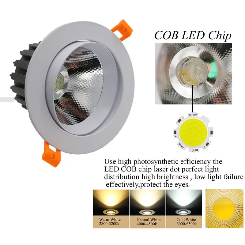 Dimmable Led Recessed Ceiling Spotlight 20w 25w 30w 40w CREE Cob Chip CRI85 AC110-240V indoor Down lights Lamp Bulb | Лампы и