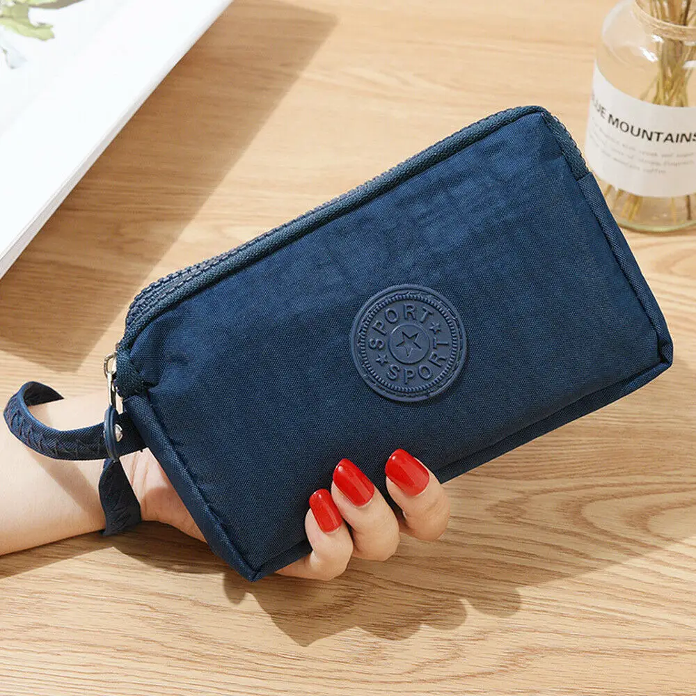 Fashion Womens Solid 3 Layer Canvas Phone Bag Short Wallet Three-Layer Zipper Coin Card Key Purse | Багаж и сумки