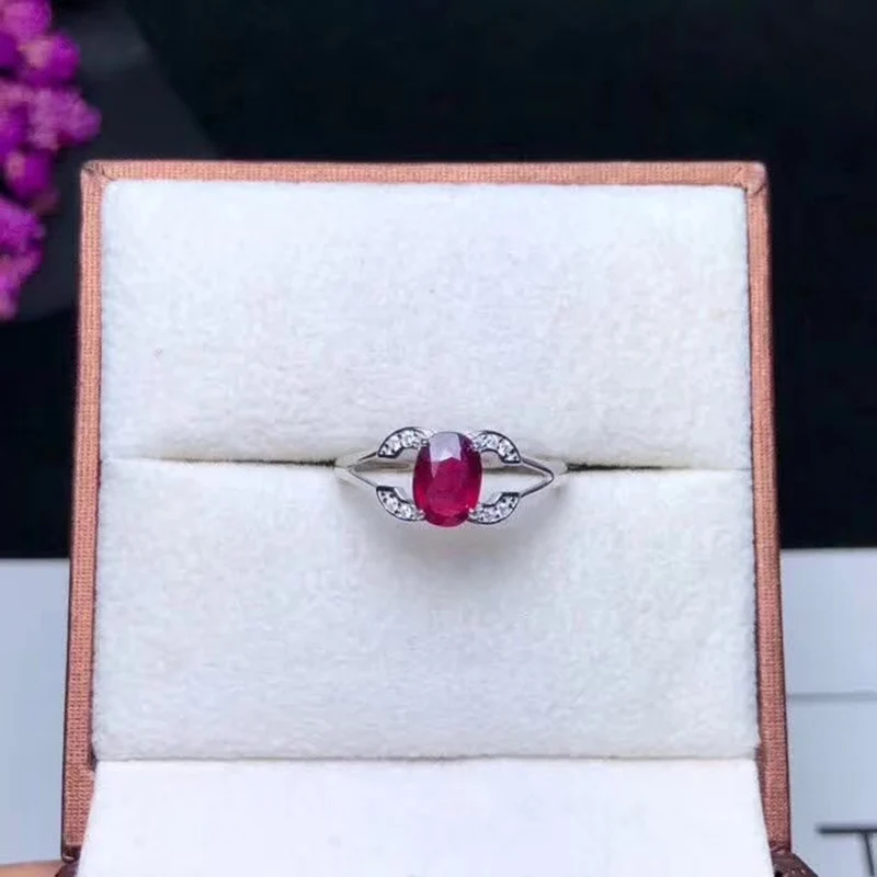 White Gold Plated Необычные натуральные сердечные рубиновые кольца 1.06Ct для женщин обручальные овальные настоящие драгоценные камни ювелирные украшения 925 серебро#346 - Цвет камня: White Gold Plated