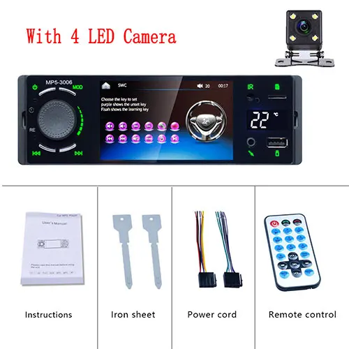 With 4 LED Camera Podofo радио авто радио 1 Din сенсорный экран Bluetooth SD USB MP3 MP5 мультимедийный плеер FM 1 din радио авто аудио стерео AUX-IN - Цвет: With 4 LED Camera