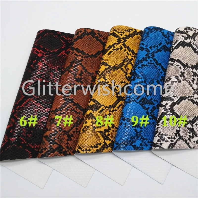 Glitterwishcome 21X29CM A4 Size Vinyl For Bows Snake Python Synthetic Leather Fabirc Faux Leather Sheets for Bows, GM428A