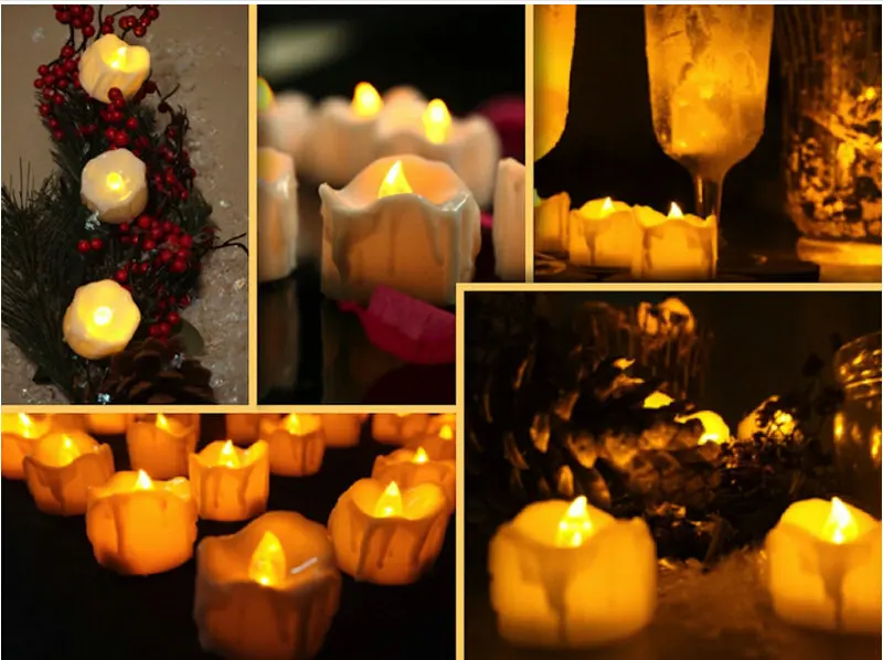 120 шт. мерцающие СВЕТОДИОДНЫЙ TeaLight ближнего света воск капала Батарея работать