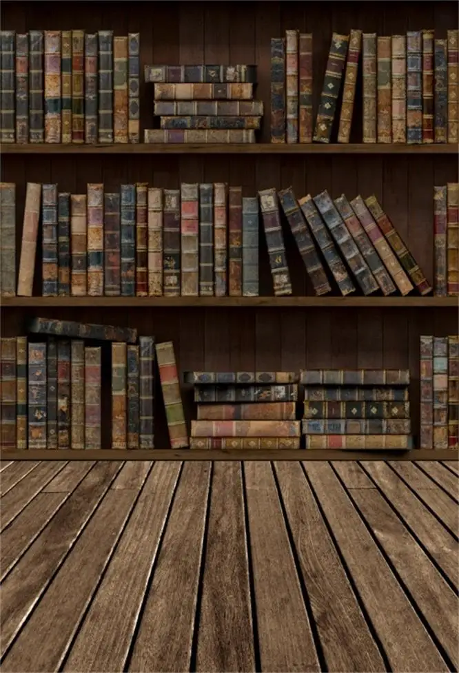 Сиренево-синего цвета Laeacco старые книжные полки фоны деревянные напольные книги для учебы детская портретная комната фотографические фоны фотосессия Фотостудия - Цвет: Сиренево-синего цвета