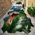 Пользовательские 3D стерео уличная напольная живопись примитивный динозавр фото настенные фрески обои носить Нескользящие водонепроницаемые 3D плитки для пола