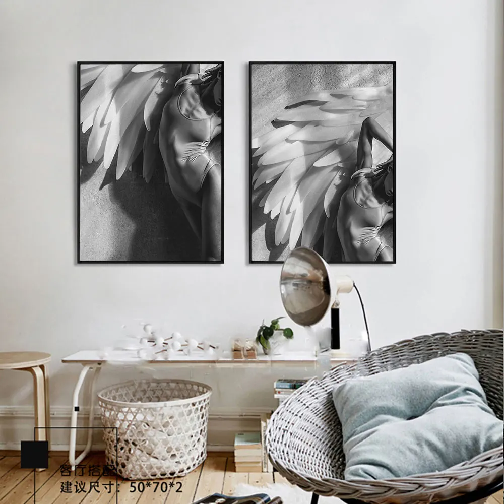 

Black White Feature Canvas Poster Nordic Decoration Wall Art Print Minimalist Painting Decorative Picture Room Decor Unframed