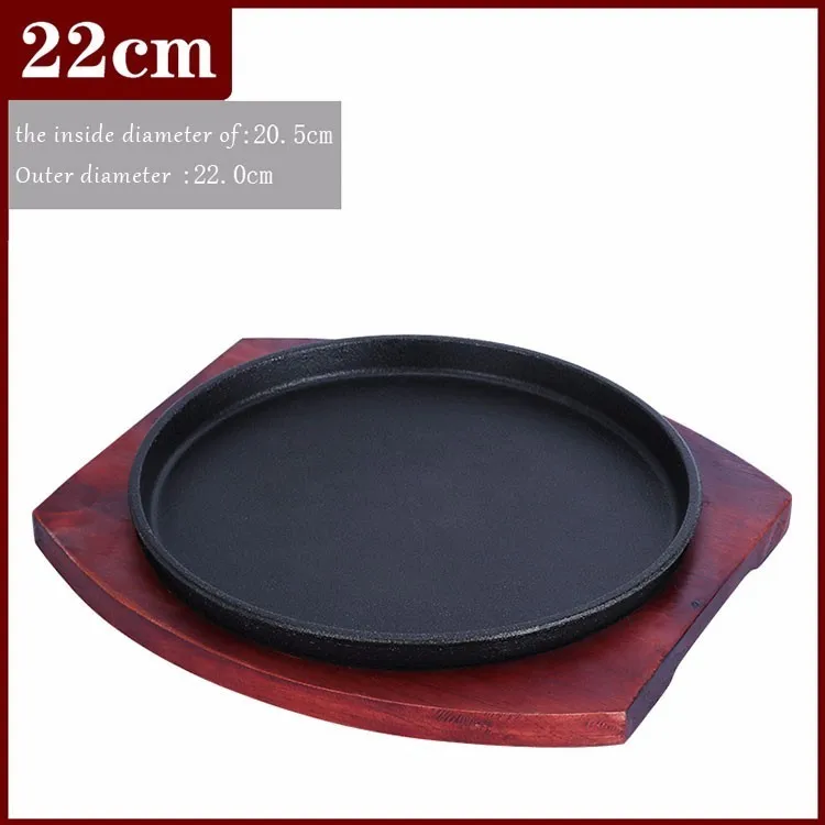 22cm Teppanyaki Pan Household Cast Iron Round Baking Pan Induction Cooker Grill Pan Grilled Fish Commercial Steak Teppanyaki Gas - Цвет: 22cm
