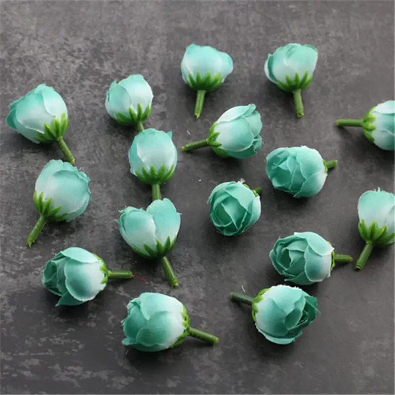 Water green 10/50 шт./лот с накатанной головкой шелковые головки цветов для свадьбы Искусственные цветы Декорации для вечеринки на день рождения Искусственный подарки цветок DIY аксессуары - Цвет: Water green