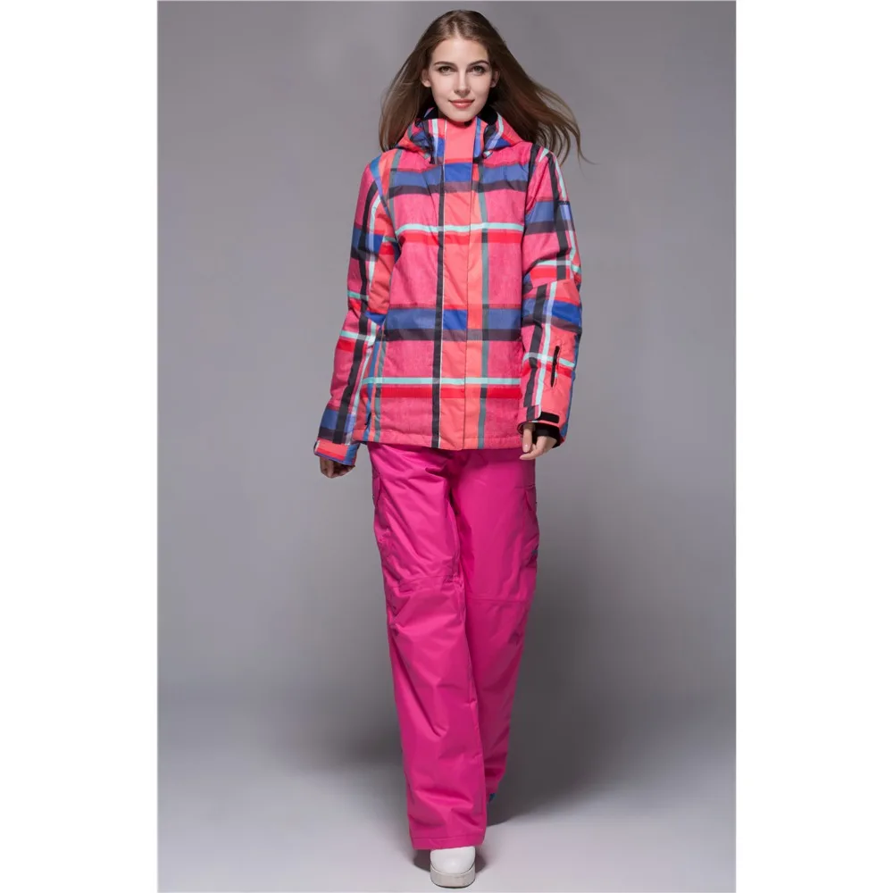 GSOU зимний брендовый лыжный костюм для женщин лыжная куртка штаны сноубординга