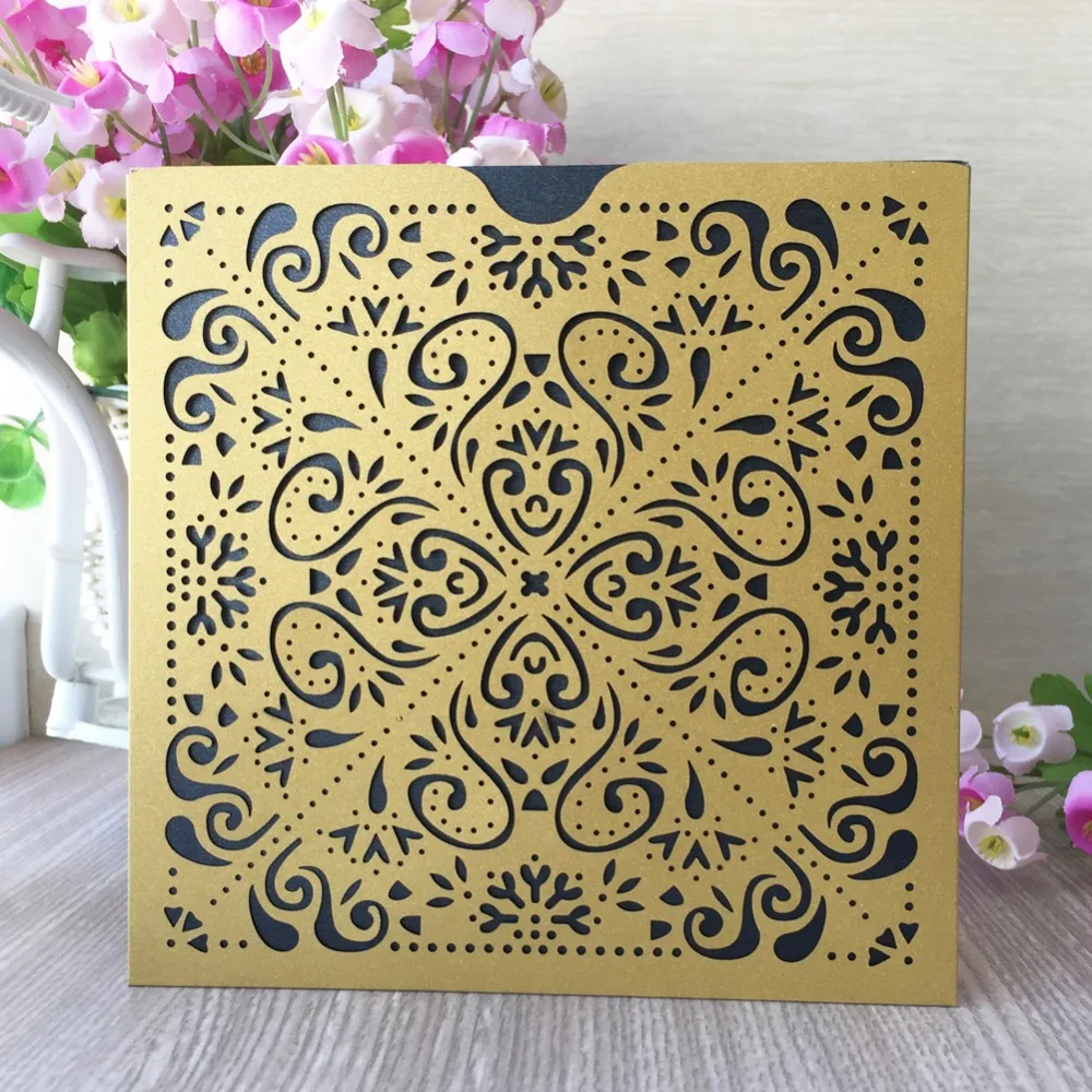 40 шт./лот полый лазерный разрез цвета жемчужная бумага сад тема свадебные