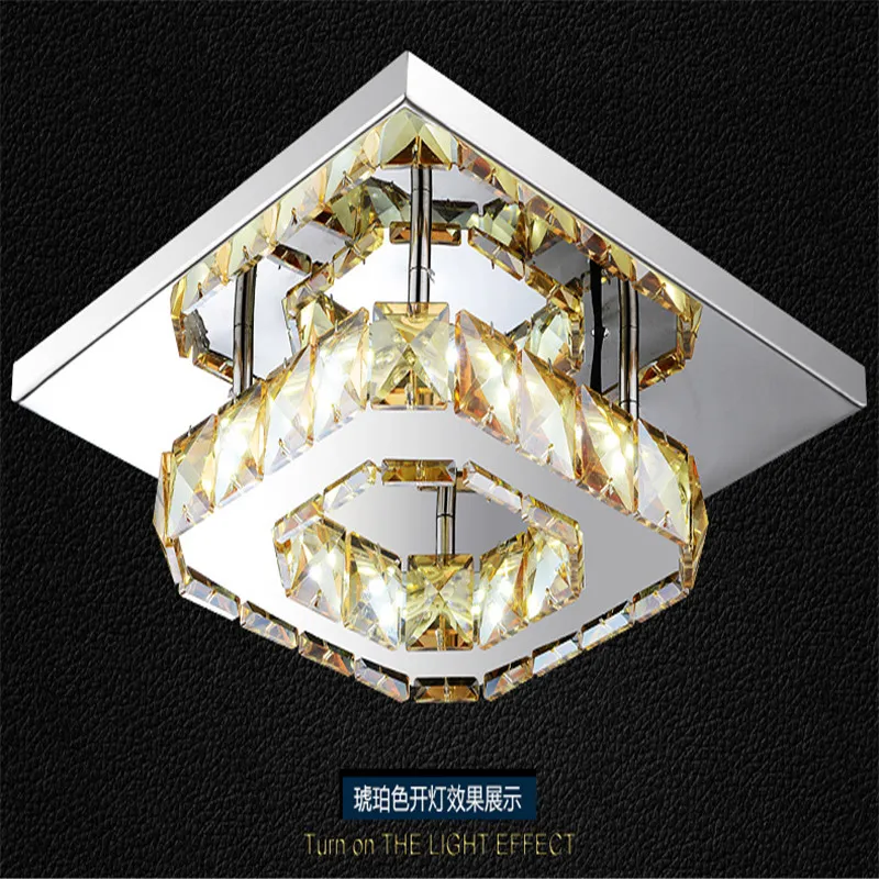 Luxury LED Ceiling light Square K9 Crystal Transparent/Amber Lustre led lamps for home aisle corridor balcony fixtures | Лампы и